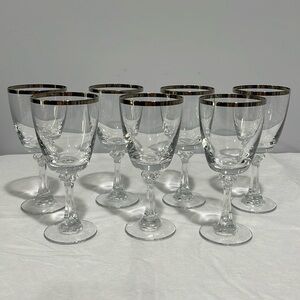 Vintage Crystal platinum wedding ring wine glasses set of 7